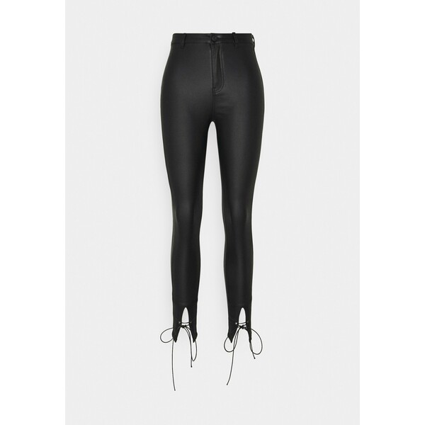 Missguided Petite COATED TIE DETAIL VICE Spodnie materiałowe black M0V21N051