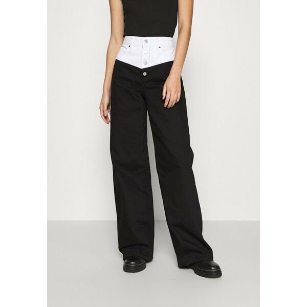 NU-IN STEFANIE GIESINGER X nu-in SCULPTED EXTRA LONG WIDE LEG JEANS Jeansy Dzwony black wash NUF21N00I