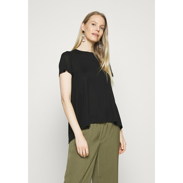 Marc O'Polo PURE CREW NECK SHEER SHORT SLEEVE SLIT AT BACK WITH SHEER T-shirt basic pure black M3X21D004