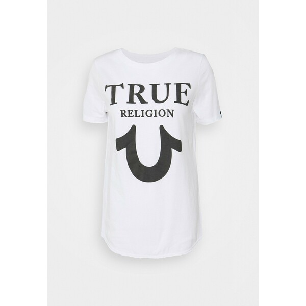 True Religion CREW TRUE LOGO T-shirt z nadrukiem white TR121D081