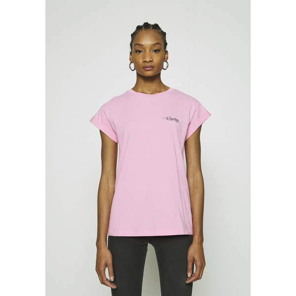 Replay T-shirt z nadrukiem candy pink RE321D080