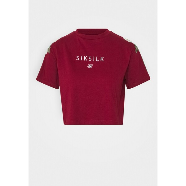 SIKSILK FLORAL CROP TEE T-shirt z nadrukiem burgundy SIF21D014