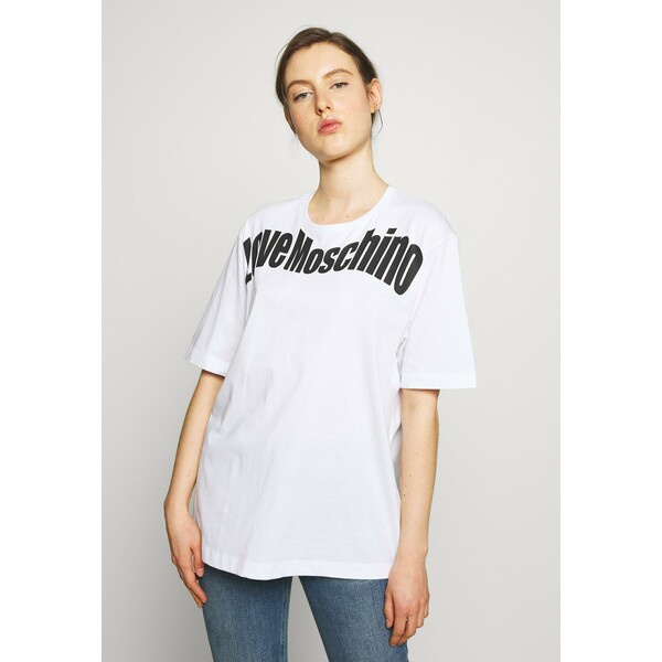 Love Moschino T-shirt z nadrukiem optical white LO921D05I