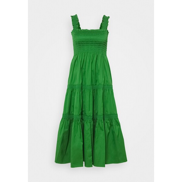 Tory Burch SMOCKED RUFFLE DRESS Długa sukienka resort green T0721C006