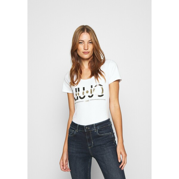 Liu Jo Jeans MODA T-shirt z nadrukiem bianco ottico L2521D01X