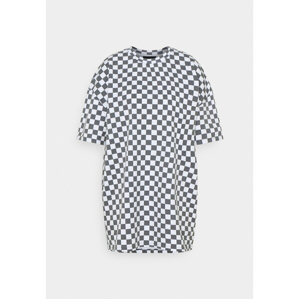 NEW girl ORDER WHITE CHECKERBOARD TEE T-shirt z nadrukiem black/white NEM21D01X