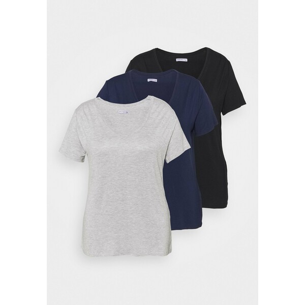 Anna Field Curvy 3 PACK T-shirt basic black/light grey/dark blue AX821D041