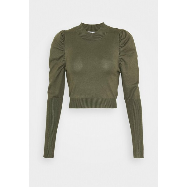 Glamorous Petite CROPPED JUMPER WITH PUFF LONG SLEEVES AND HIGH ROU Sweter forest GLB21I00H