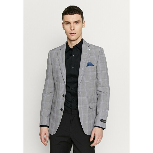 Burton Menswear London GRAPHIC CHECK Marynarka garniturowa grey M0822A0BM