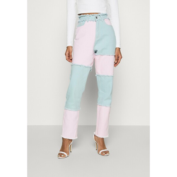 Missguided FRAYED COLOURBLOCK Jeansy Skinny Fit pink M0Q21N092