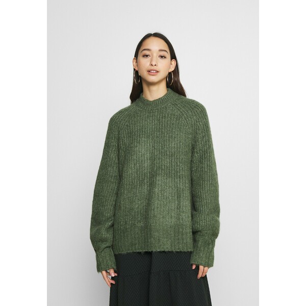 Monki SONJA Sweter khaki green medium dusty MOQ21I036
