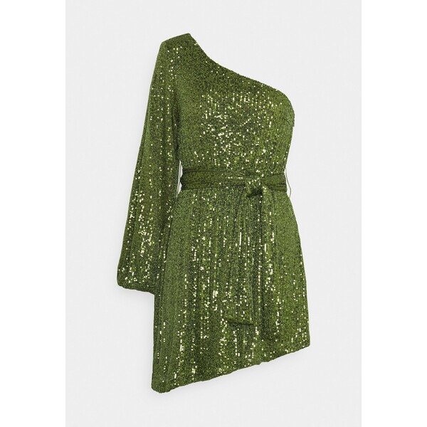 Glamorous ASYMMETRICAL SEQUIN MINI DRESS WITH ONE LONG SLEEVE AND TIE DETA Sukienka koktajlowa green GL921C0NR