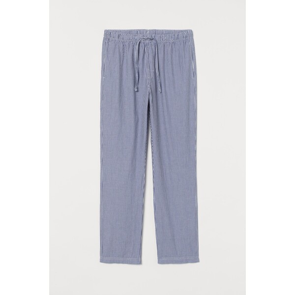 H&M Spodnie piżamowe 0523936053 Biały/Niebieskie paski