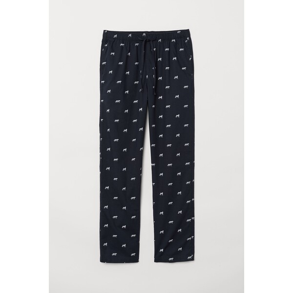 H&M Spodnie piżamowe Regular Fit - - ON 0523936084 Ciemnonieb./Pantera śnieżna