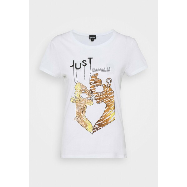 Just Cavalli T-shirt z nadrukiem white JU621D04A