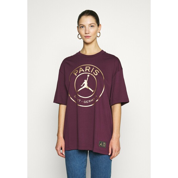 Jordan OVERSIZE TEE T-shirt z nadrukiem bordeaux/metallic gold JOC21D004
