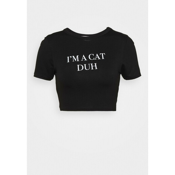 Missguided Petite HALLOWEEN CAT SLOGAN T-shirt z nadrukiem black M0V21E05V