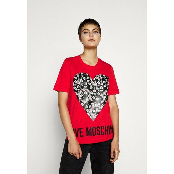 Love Moschino T-shirt z nadrukiem red LO921D05A