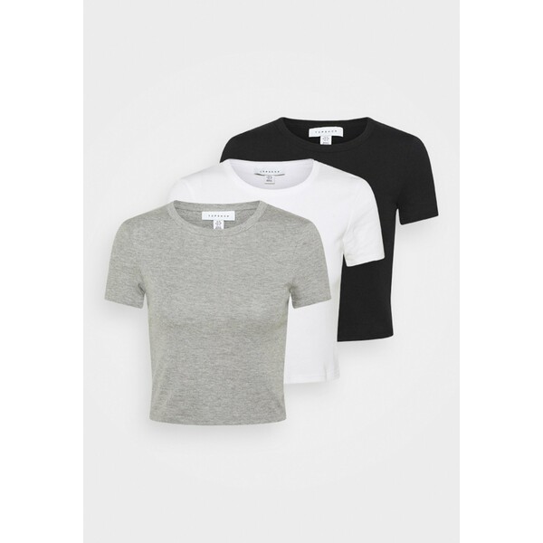 Topshop EVERYDAY TEE 3 PACK T-shirt z nadrukiem black/white/grey TP721D0V4