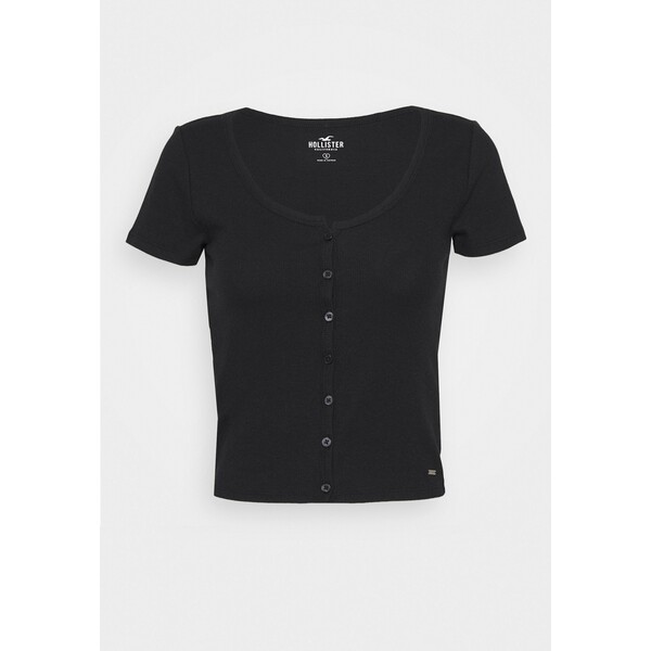 Hollister Co. BUTTON THROUGH T-shirt z nadrukiem black H0421D07K