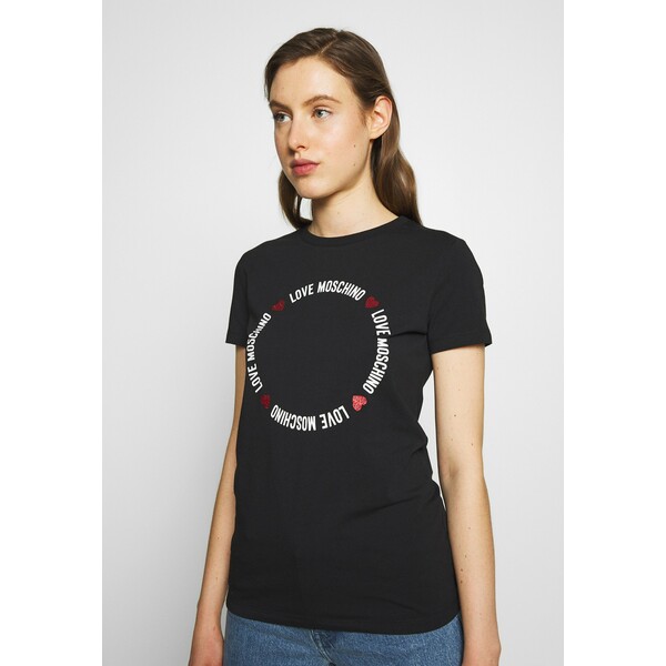 Love Moschino T-shirt z nadrukiem black LO921D05C