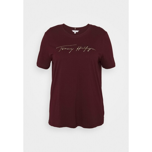 Tommy Hilfiger Curve REGULAR OPEN CRYSTAL TEE T-shirt z nadrukiem deep rouge TOY21D004