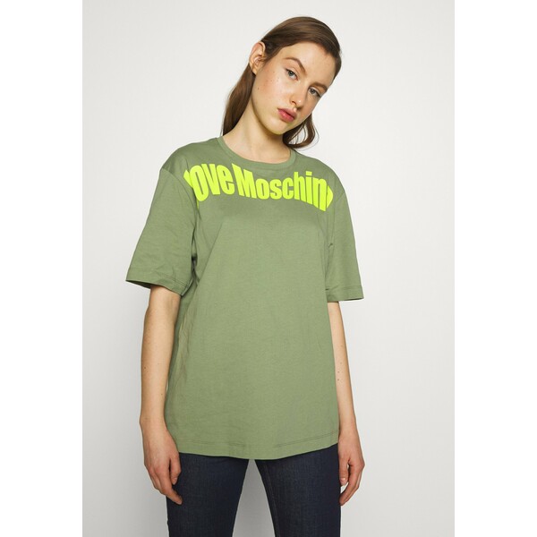 Love Moschino T-shirt z nadrukiem green LO921D05I