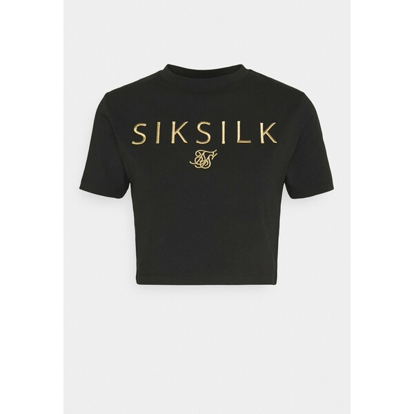 SIKSILK LUXURY EMBROIDERED CROP T-shirt z nadrukiem black SIF21D00J