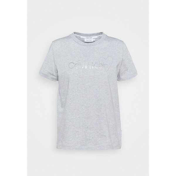 Calvin Klein VALENTINES CREW NECK TEE T-shirt z nadrukiem light grey heather 6CA21D03U