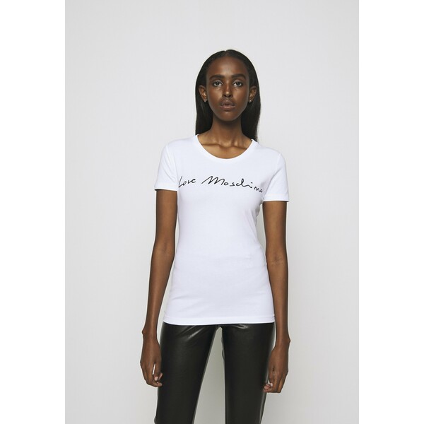 Love Moschino T-shirt z nadrukiem optical white LO921D05P