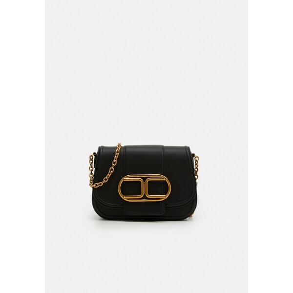 Elisabetta Franchi MED SADDLE LOGO CROSSBODY WITH CHAIN Torba na ramię nero EF151H018