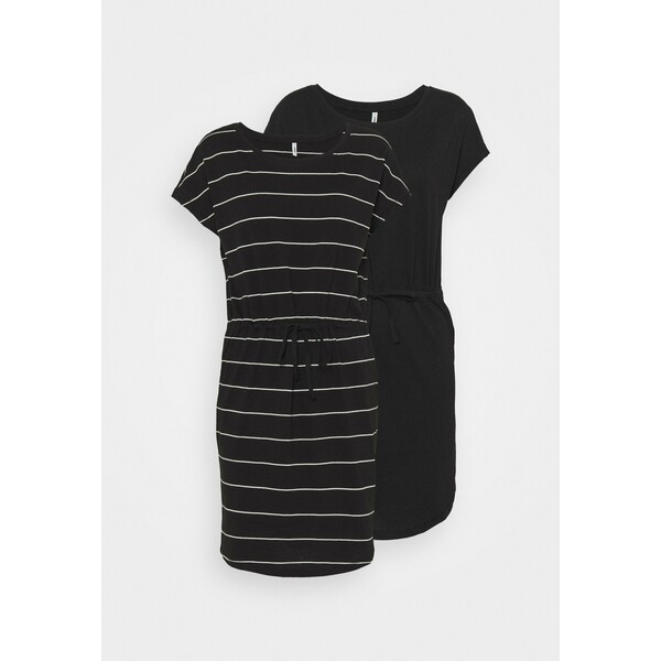 ONLY Petite ONLMAY LIFE DRESS 2 PACK Sukienka z dżerseju black/thin stripe/black solid ON321C1RT