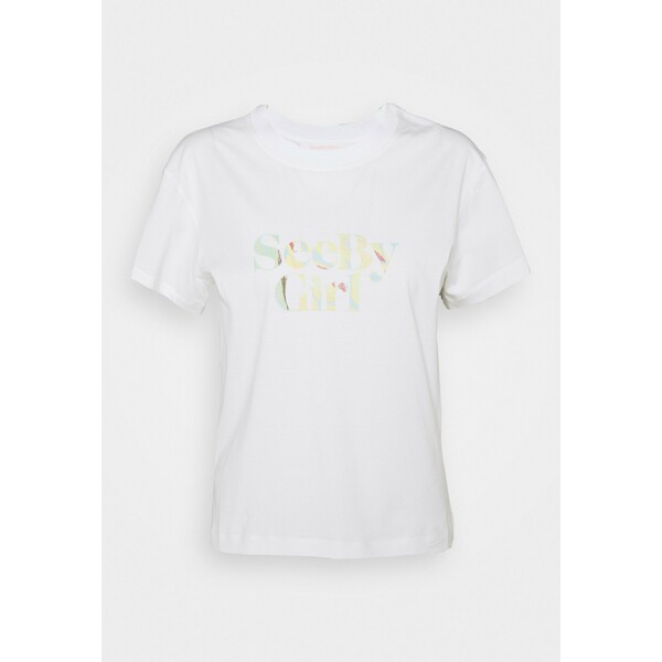 See by Chloé T-shirt z nadrukiem white powder SE321D024