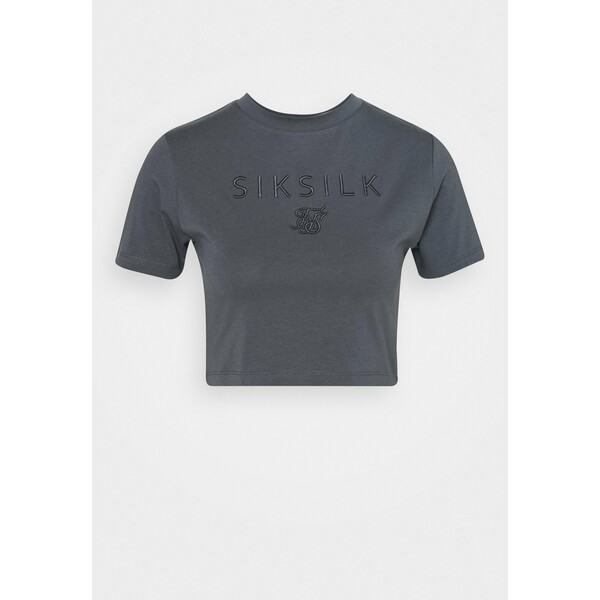 SIKSILK LUXURY EMBROIDERED CROP TEE T-shirt basic grey SIF21D015