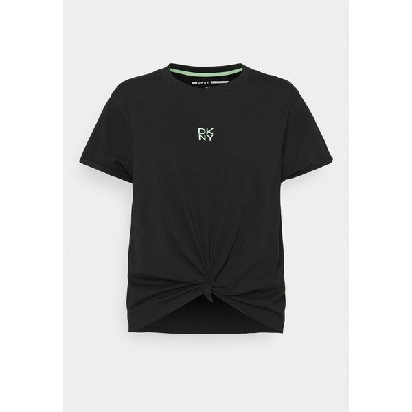 DKNY STACKED REPEAT LOGO BOXY KNOT TEE T-shirt z nadrukiem black DK141D01L