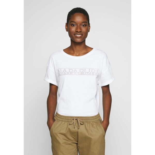 Napapijri SICCARI T-shirt z nadrukiem bright white NA621D04G