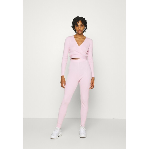 Missguided WRAP FRONT LONG SLEEVE SET Legginsy pink M0Q21A0GT
