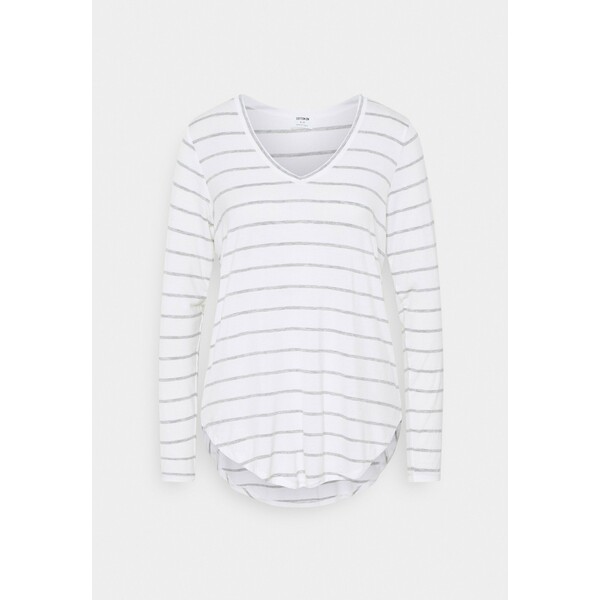 Cotton On KARLY LONG SLEEVE Bluzka z długim rękawem white/grey marle C1Q21D01Z-A11