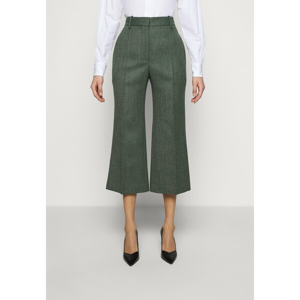 Victoria Beckham CROPPED FLARE Spodnie materiałowe green melange V0921A003