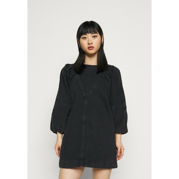 Topshop Petite PUFF DRESS Sukienka jeansowa washed black TQ021C03P