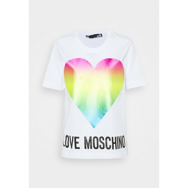 Love Moschino T-shirt z nadrukiem optical white LO921D061
