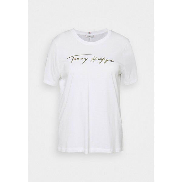 Tommy Hilfiger Curve REGULAR OPEN CRYSTAL TEE T-shirt z nadrukiem white TOY21D004