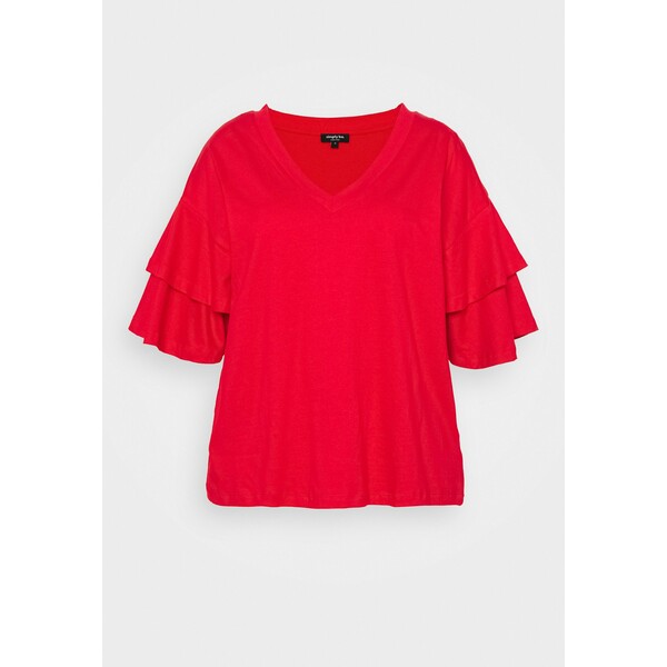 Simply Be OVERSIZED FRILL SLEEVE T-shirt z nadrukiem red SIE21D044