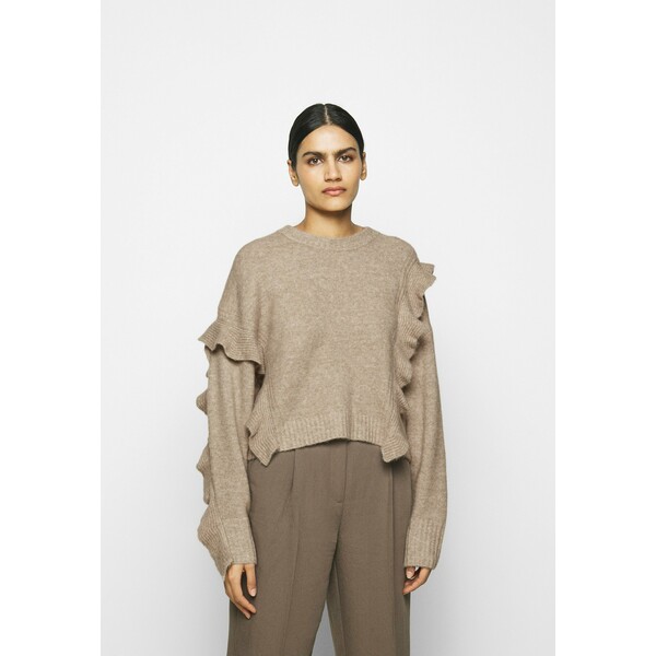 3.1 Phillip Lim LOFTY CROPPED RUFFLE Sweter taupe 31021I00W