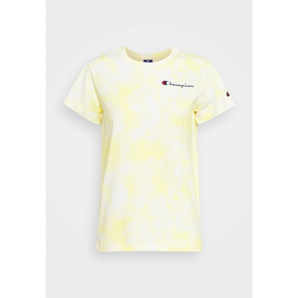 Champion Rochester CREWNECK T-shirt z nadrukiem white/yellow C4A21D006