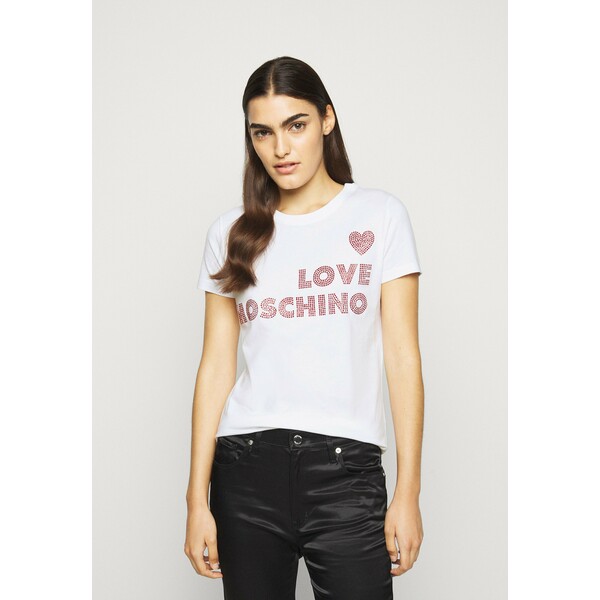Love Moschino T-shirt z nadrukiem white LO921D05H