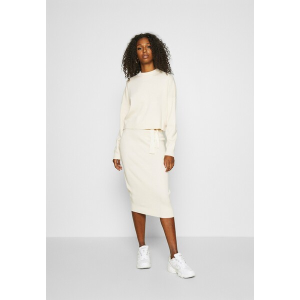 Missguided FUNNEL NECK CROPPED JUMPER AND TIE WAIST MIDI SKIRT SET Sweter cream M0Q21I06J