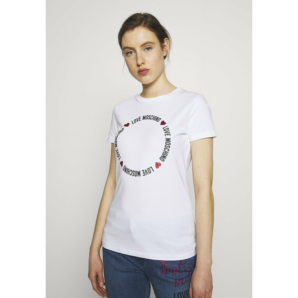 Love Moschino T-shirt z nadrukiem off-white LO921D05C