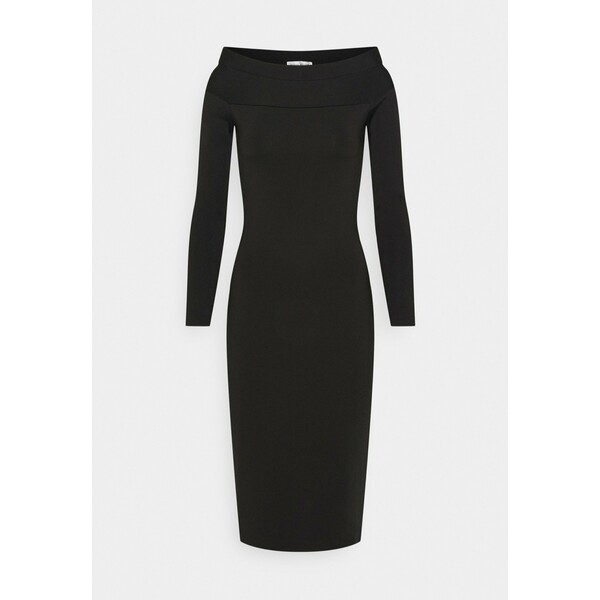 Victoria Beckham COMPACT SHINE BARDOT FITTED DRESS Sukienka etui black V0921C014