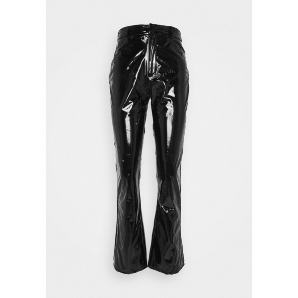 Missguided SHINY FLARE TROUSERS Spodnie materiałowe black M0Q21A0FJ